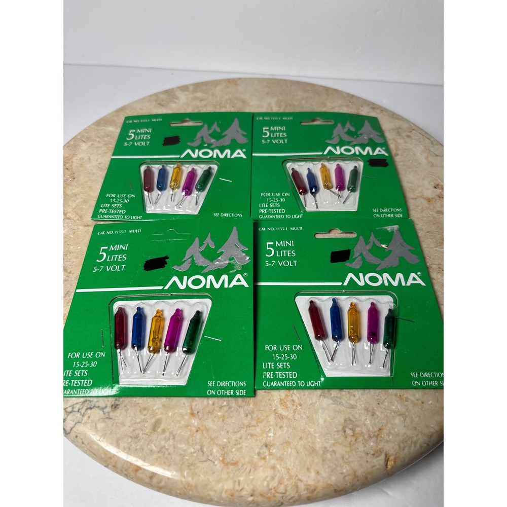 4 PC LOT NOMA Mini Lites Replacement Light Bulbs Multi Color‎ 5 7 Volt 5